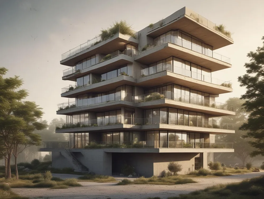 Sustainable architectural concept with green building technology